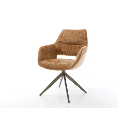 Afbeelding van DELIFE Draaistoel Yago Flex met armleuning chenille Roest kruisframe breed afwerking titanium 360 draaibaar rocker functie pocketveer kern
