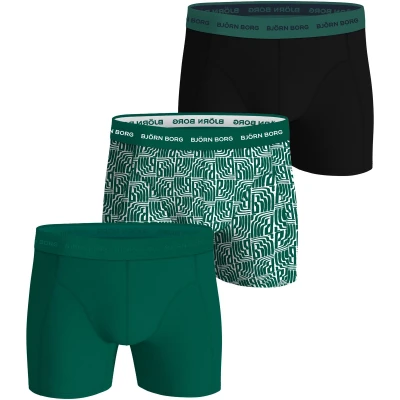 Afbeelding van Björn Borg Stretch 3 PACK Onderbroeken, Heren, Maat: Large, Black/green