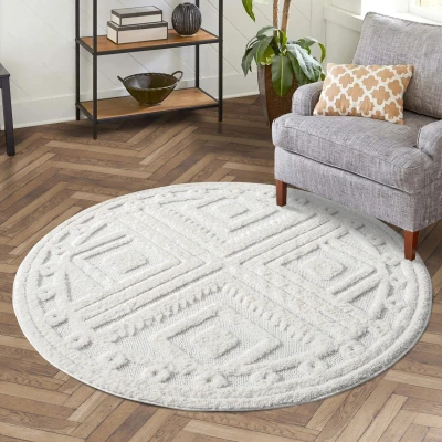 Afbeelding van Vloerkleed Focus Art Hoogpolig Fluffy Scandinavisch Creme 160 cm Rond Polypropyleen Tapijtenloods