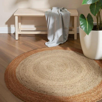 Afbeelding van Hanse Home Jutta Jutetetapijt, natuurlijk woonkamertapijt, rond, van 100% jute, handgeweven, robuust en onderhoudsvriendelijk, modern, boho tapijt natuurlijke vezels, ivoorgoud