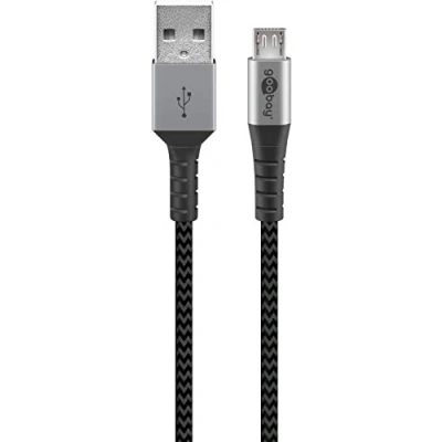Afbeelding van USB Micro B datakabel 1 meter Zwart Goobay