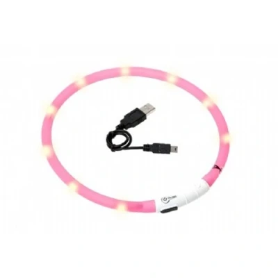 Afbeelding van LED EASYDOG halsband roze inkortbaar 20 tot 70 CM oplaadbaar