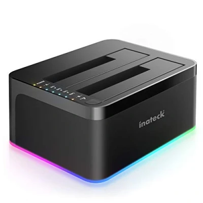 Afbeelding van Inateck RGB harde schijf dockingstation USB 3.0 met offline kloonfunctie, voor 2,5 en 3,5 inch SATA HDD&#039;s SSD&#039;s, UASP ondersteund, zwart