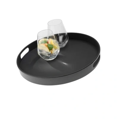Afbeelding van vassoio APS &quot;Bistro&quot;, da portata, in melamina nera, antiscivolo, con 2 impugnature incassate e bordo impilabile, 35,5 x cm, altezza,5 nero