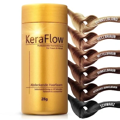 Afbeelding van KeraFlow strooihaar DARK BROWN 28g Bulkhaar Voor haarverdikking en dekking Onzichtbaar natuurlijk Camoufleert dunner wordend haar haaruitval in 10 seconden vrouwen mannen
