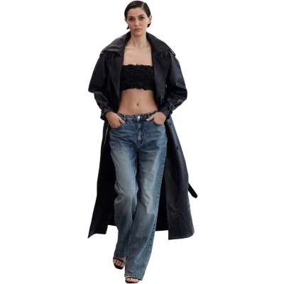 Afbeelding van Trendyol Gelimiteerde Editie Zwarte Riem Oversize Trenchcoat Tweeaw25Tr00003