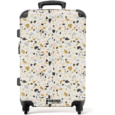 Afbeelding van NoBoringSuitcases.com Grote koffer Terrazzo patroon veelkleurig Reiskoffer met 4 wielen Trolley op wieltjes Rolkoffer groot 72 liter Ruimbagage valies 20kg Valiezen voor volwassenen