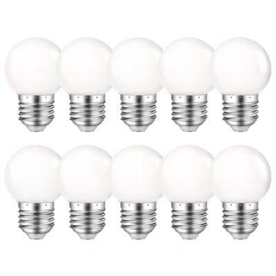 Afbeelding van MZYOYO E27 led 1W gloeilamp, G45, warm wit, 3000K, ledlamp vervangt 5 Watt E27, 230V, ledlamp, decoratieve lamp voor feestverlichting, biertuin, decoratie, verpakking van 10 stuks