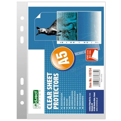 Afbeelding van D.RECT Brochurehoezen A5 transparante hoezen documentenhoezen 50 µm/microfoon/micron dikte: 0,05 mm 100 stuks folieverpakking transparant glashelder doorzichtige folie