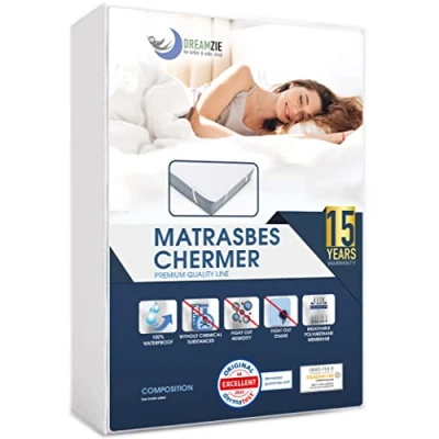 Afbeelding van Dreamzie Matrasbeschermer Voor Matras 140 x 200 cm Waterdicht met 4 Elastische Hoeken Gecertificeerd OEKO TEX®