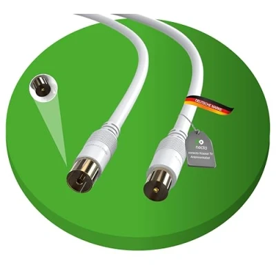 Afbeelding van conecto TV kabel, antennekabel, coaxkabel, IEC stekker naar aansluiting, dubbel afgeschermd, 0,50 m, wit, m