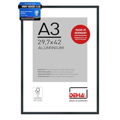 Afbeelding van DEHA Design aluminium fotolijst Tribeca, 29,7x42 cm (A3), Mat zwart structuur