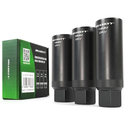 Afbeelding van HASKYY Bougiesleutel kaarsensleutel inzet set 3/8&quot; zeskant gloeikaars 3 delig SW 14 16 18 mm dopsleutel gereedschap