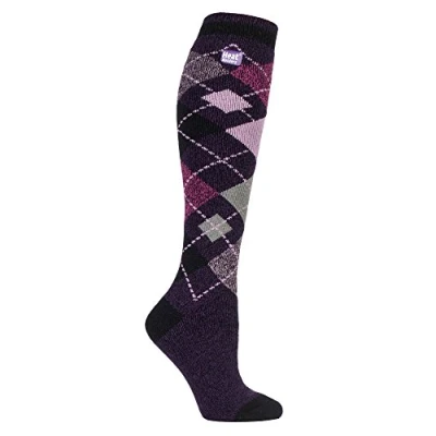 Afbeelding van HEAT HOLDERS LITE dames 1,6 TOG extra warm lang kleurrijk patroon dunne kniekousen thermosokken voor rubberlaarzen, sherwood, 37 42 EU