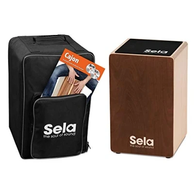 Afbeelding van Sela SE 190 DE Primera Cajon Brown Beginner bundel met Snare systeem, opgebouwd, rugzak, zitpad, school, cd en dvd