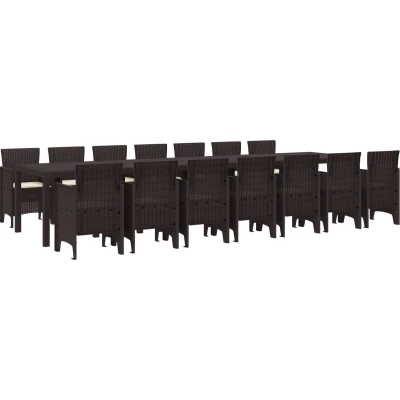 Afbeelding van vidaXL 15 delige Tuin Eetset met Kussens Bruin Poly Rattan
