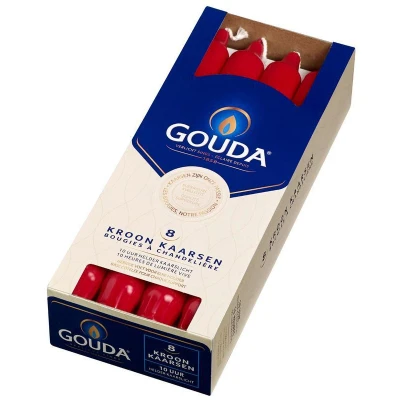Afbeelding van Gouda Kroonkaarsen Robijnrood 240/24 8st