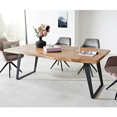 Afbeelding van Eettafel Edge acacia natuur 200x100 XL metaal schuin Live