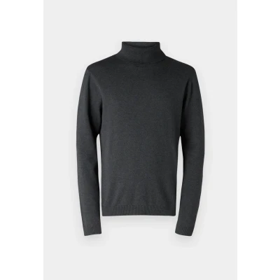 Afbeelding van JACK &amp; JONES Jjebasic gebreide trui voor heren, met rolkraag, dark grey melange, XS