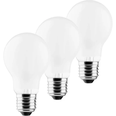 Afbeelding van MÜLLER LICHT Set van 3 retro LED lampvorm vervangt 40 W, glas, E27, 4 zilver, 6 x 10,6 cm, eenheden