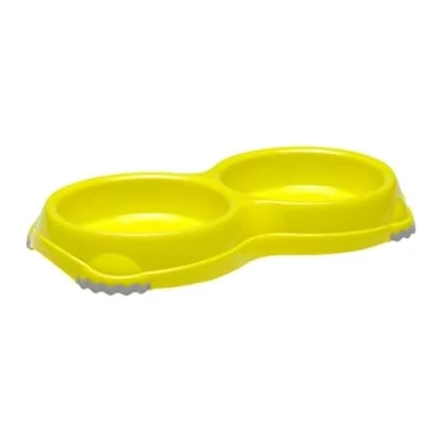 Afbeelding van Moderna plastic katteneetbak dubbel Smarty 1 melon yellow (inhoud 2x 200 ml) Gebr. de Boon