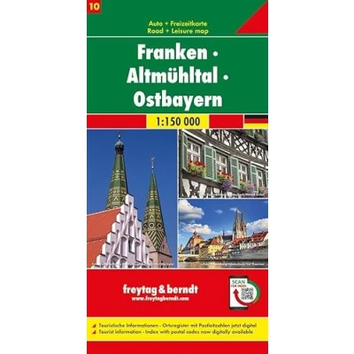 Afbeelding van Freytag &amp; Berndt Franken Altmühltal Oost Beieren Vrijetijds En Wegenkaart Kleurloos Reisboeken Kaarten