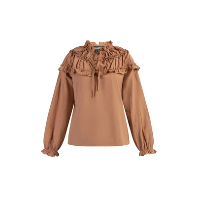 Afbeelding van Dreimaster Vintage Damesblouse SCHMUDDELWEDDA S / Licht Roest 100% Katoen