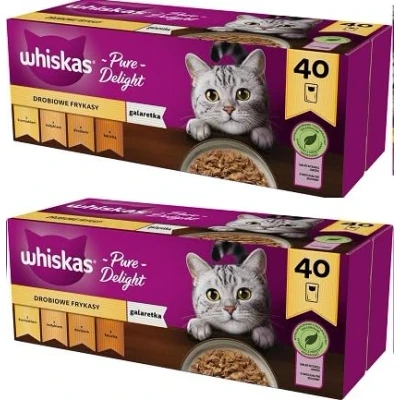 Afbeelding van WHISKAS Adult 1+ Pure Delight natvoer voor katten, 80 portiezakken à 85 g (2 stuks) gevogelte ragout in gelei