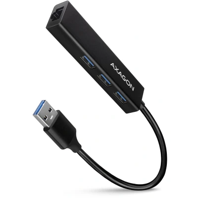 Afbeelding van AXAGON HMA GL3A 3x USB A + GLAN, USB3.2 Gen 1 hub, metal, 20cm cable *USBAM *USBAF *RJ45F