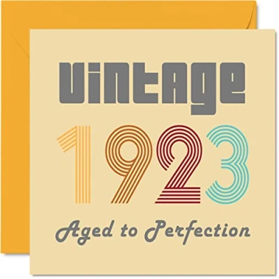 Afbeelding van 100e verjaardagskaarten voor mannen en vrouwen vintage 1923 verouderd tot perfectie 100 verjaardagskaart grappig haar hem, 145 mm x beste vriend overgrootvader oma nanny nan