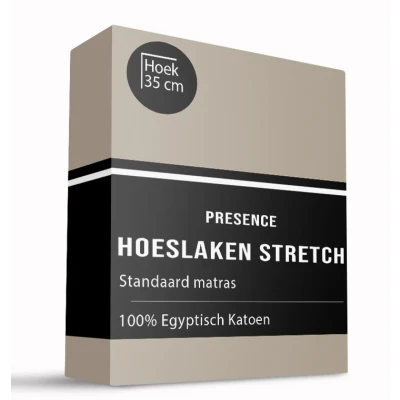 Afbeelding van Hoeslaken Jersey , Egyptisch Katoen 190/200x200/220 cm Taupe Presence Geschikt Voor Matrassen Tot 35 Hoog Ga naar Dekbed Discounter.nl &amp;