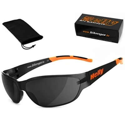 Afbeelding van Helly® No.1 Bikereyes® bikerbril, motorzonnebril, motorbril condensvrij, winddicht, onbreekbaar top draaggevoel bril: i cut (smoke)