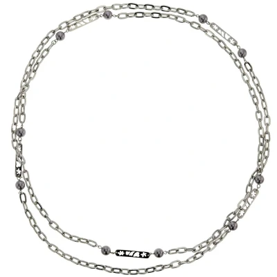 Afbeelding van Behave Lange schakel ketting zilver kleur met grijze parels