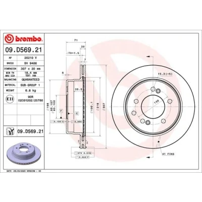 Afbeelding van Brembo Remschijven 09.D569.21