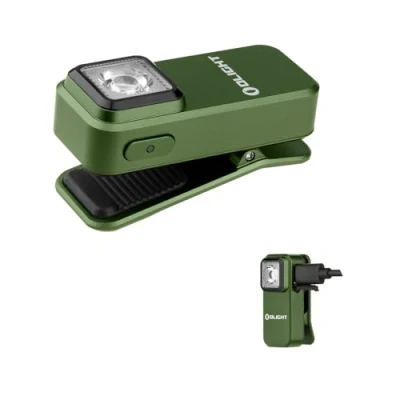 Afbeelding van OLIGHT Oclip Mini LED zaklamp met rood licht, 300LM heldere USB C oplaadbare zaklamp, IPX5 cliplamp en 1,5 m valbescherming, klein knipperlicht voor kamperen veiligheidswaarschuwingen (OD Groen)