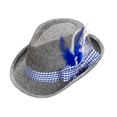Afbeelding van Widmann Beierse Fedora, met lint en veren, van vilt, hoed, klederdracht, hoofdtooi, accessoire