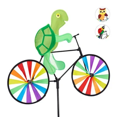 Afbeelding van Relaxdays windmolen dier fiets windspel tuinsteker tuin kinderen decoratie Schildpad