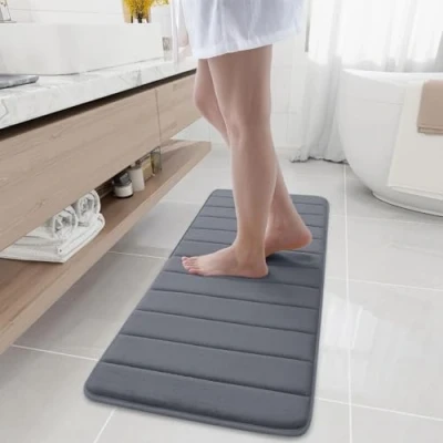 Afbeelding van Homaxy Badmat van traagschuim, absorberend, antislip, wasbaar, 40 x 120 cm, donkergrijs
