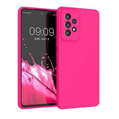 Afbeelding van kwmobile telefoonhoesje geschikt voor Samsung Galaxy A53 5G Hoesje met siliconen coating Smartphone case in neon roze