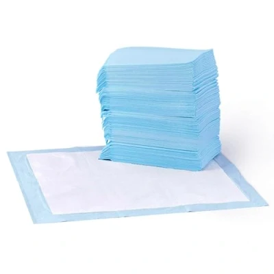 Afbeelding van Amazon Basics Trainingspads voor honden en puppy&#039;s, lekvrij 5 laags design met sneldrogend oppervlak, normaal (50 stuks), blauw