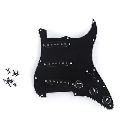 Afbeelding van Musiclily Pro SSS 11 Schroefgaten Strat Pickguard Loaded Slagplaat met Single Coil Elementenset Stratocaster stijl Elektrische Gitaar,3 laags Zwart