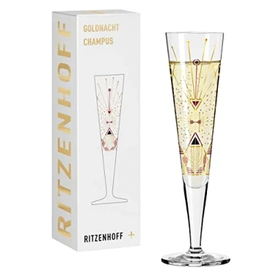 Afbeelding van RITZENHOFF 1071025 champagneglas 200 ml serie Goldnacht nr. 25 elegant designerstuk met echt goud Made in Germany