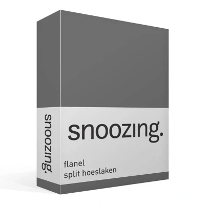 Afbeelding van Snoozing Flanel Split hoeslaken Tweepersoons 140x200 cm Antraciet