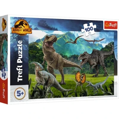 Afbeelding van Trefl Jurassic World: Dominion, Park Puzzel 100 Elementen Kleurrijke Puzzels met Dinosaurussen, Plezier voor Kinderen vanaf 5 jaar