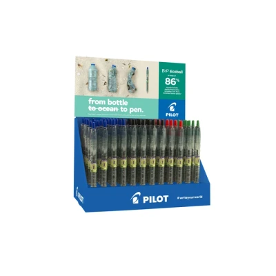 Afbeelding van 60x Balpen Pilot B2P Ecoball Begreen assorti medium