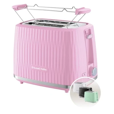 Afbeelding van Russell Hobbs Broodrooster [voor 2 sneden] Eden (6 bruiningsniveaus, heffunctie, ontdooi , opwarm en stopfunctie, kruimellade, broodjesopzetstuk, framboos) 27372 56