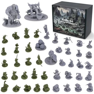 Afbeelding van Path Gaming Fantasie Goblins Set 46 ongeverfde 28 mm figuren voor DND miniaturen kerkers en draken, RPG miniaturen, bulk tafelblad monsterfiguren D &amp; spellen