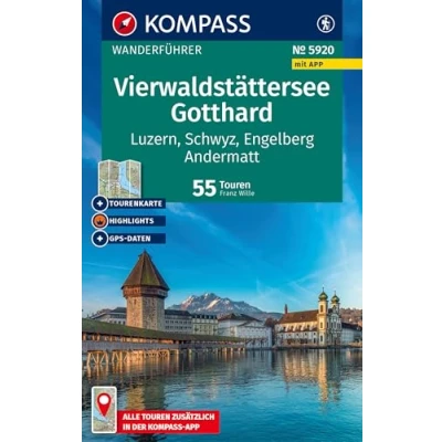 Afbeelding van KOMPASS Wanderführer Vierwaldstättersee, Gotthard, 55 Touren mit Extra Tourenkarte: und GPS Daten in der App: 5920