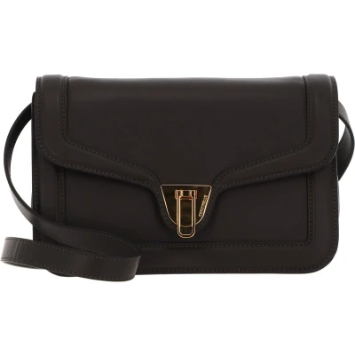 Afbeelding van COCCINELLE Leren Schoudertas Avondtas Marvin Twist Smooth Handbag Bark Bruine