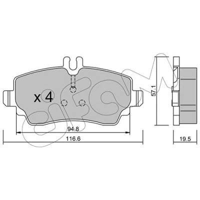 Afbeelding van CIFAM 822 310 1 Remblokkenset Geschikt voor slijtage waarschuwingscontact MERCEDES BENZ: Vaneo (W414) 1.9, 1.7 CDI, 1.6 2002 2005